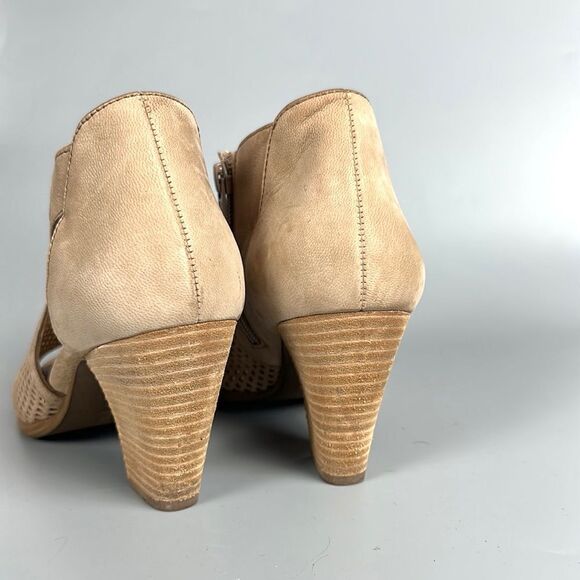 PAUL GREEN Tianna Suede Beige Open Toe Chunky Heeled Ankle Sandal Bootie US 7,5 - Picture 8 of 15